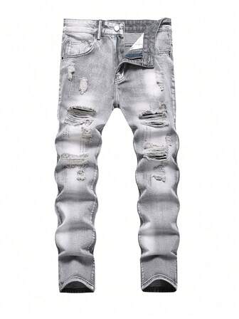 Tween Boy Light Grey Ripped Jeans