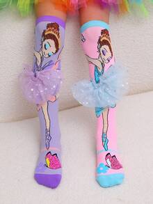 A Pair Of Lovely Ballet Girls, Skirt Accessories, Suitable For Kids Knee-High Socks, Suitable For Daily Summer Campus Wear And Party Use - Multicolor - View 9
