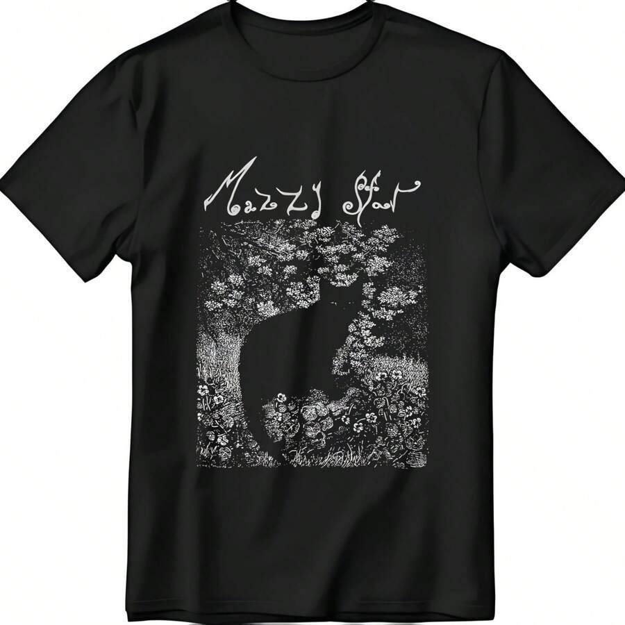 Mazzy Star Cat Humorous Cotton Tee T Shirt - Black - View 1