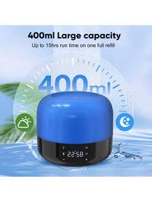 sejoy Air Humidifier, Touch Screen Operation, 400ML Aromatherapy Essential Oil Diffuser, Equipped With 7-Color LED Lights, Silent, Timer Function For Easy Sleep, Beautiful And Compact - Black - View 3