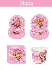 Juego de 50 piezas / 20 piezas / 10 piezas de vajilla y decoraciones con temática de PAW Patrol, que incluye vasos de papel, servilletas de papel y platos de papel. Se utilizan para la decoración y el realce de la atmósfera de la fiesta. Adecuado para reuniones familiares, fiestas al aire libre, fiestas de cumpleaños, actividades de ocio nocturno, picnics y fiestas de camping, ceremonias de graduación, celebraciones de bodas y también se pueden usar para decoraciones de vuelta al colegio.