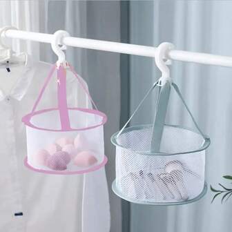 Almohadillas de algodón, bolas de maquillaje, cestas de secado, bolsas de red para secar ropa, brochas de maquillaje, bolsas de red para secar ropa o artículos pequeños, cestas para secar ropa, utilizadas para limpiar y secar artículos pequeños. Plegable, multifuncional en uno, ¡di adiós al enredo durante el secado! Bolsa de malla de secado plegable y multifuncional, cesta de secado y conformación para brochas de maquillaje/ropa interior/artículos pequeños, esencial para los socios de la secadora