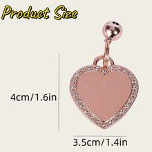 Personalized Heart-Shaped Pet ID Tag, Zinc Alloy Material With Rhinestones And Bell, Dog And Cat Collar Pendant, Engraved Pet Name And Contact Info, Accessory To Prevent Pet Loss, Ideal Pet Gift
