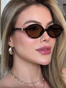 Women's Eyeglasses Frame Luxury Oval Frame  Lens Fashion Europe - SOLA/MARROM - View 2