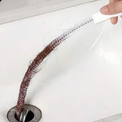 1支装柔性毛发排水管堵塞清除器，排水管和马桶清洁剂，水槽清洁刷，排水管清洁刷，堵塞清除工具，适用于水槽、厨房、浴室、浴缸，管道清洁工具，排水管疏通刷
