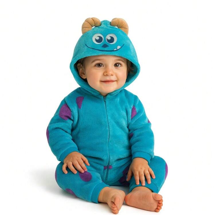 Mameluco con gorro bordado sin pie Disney - Agua verde azul - Añade 7