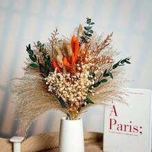 25/43 Pcs Autumn Fluffy Reed And Rabbit Tail Reed Bouquet - Suitable For Wedding, Home And Office Decoration, Unique Bohemian Style, Perfect For Room, Various Occasion Decoration, Natural Flower Arrangement, Such As Christmas, Valentine's Day, Thanksgiving, Mother's Day, Graduation Ceremony, Dried Flower Bouquet