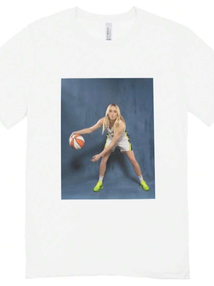 Paige Bueckers Dallas Wings WNBA SLAM Cover T-Shirt - trắng - Xem 1