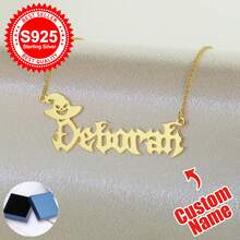 1pc S925 Sterling Silver Custom Gothic Name Necklace With Halloween Motifs - Personalized Jewelry For Friends, Goth Enthusiasts & Self - Perfect For Halloween Parties, Daily Edgy Looks & Festive Gifting Occasions