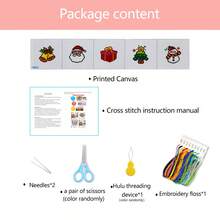 1 Set Christmas Cross Stitch Postcard DIY Kit, 5 Cards Included With Fabric/Thread/Needle, Multiple Pattern Options, 11CT Middle Grid, Pendant, Gift, Wall Decor