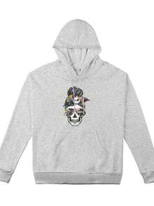 Plus Size Women's Nightmare Before Christmas Jack And Sally Pattern Loose, Comfortable, Casual And Fashionable Hoodie - Xám - Xem 1