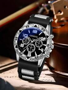 3pcs/Set Men's Business Watch Set, Fashionable Luxury Numeric Dial Quartz Watch, Suitable For Daily Business Occasions, Perfect Gift For Friends Or Fathers - Multicolor - View 6