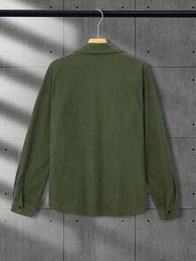 Casual Solid Color Button-Up Long Sleeve Men's Shacket With Pockets