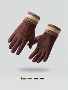 Warm Fleece-Lined Suede Touchscreen Gloves, Anti-Slip Cycling Gloves, Autumn/Winter