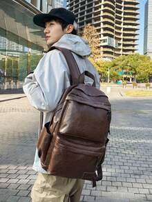 Business, Fashion, Casual, Autumn/Winter, New, Punk, Versatile, Minimalist, Retro, Daily Commute, Work, Business Trip, Outfit, Sports, School, Motorcycle, Riding, Party, Date, Travel, Vacation, Hiking, Camping, PU, Soft Leather, Backpack