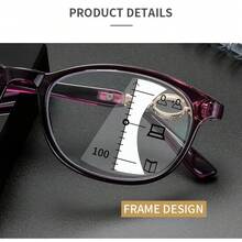 3-In-1 Progressive Multifocal Reading Glasses For Women Elegant Blue Light Blocking Fashionable Near And Far Vision +1.0 To 4.0 - Purple - View 8