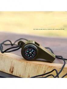1pc Outdoor Survival Whistle Keychain High-Precision Compass Portable Emergency Whistle Pendant For Hiking And Camping Sleek For Easy Visibility