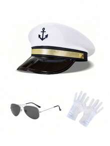 مجموعة الزي تشمل: قبعة بحارة، قبعة بيضاء، قبعة عسكرية مسطحة عتيقة، قبعة بحرية، قبعة كابتن ذات خطوط زرقاء وبيضاء، قبعة بحارة، وشاح، نظارات، قفازات. مناسبة لحفلات الأزياء، عيد الهالوين، هدية عيد الحب، الصيف، الشاطئ، حفلات اليخوت، الموضة المخصصة، الزي الجذاب، لوازم الحفلات. إكسسوارات زي مجموعة للأنشطة والحفلات والشاطئ والإجازات وحفلات اليخوت والاستخدام اليومي في عيد الهالوين وهدايا عيد الحب