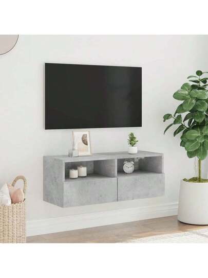 VidaXL TV Wand Unit 80x30x30 Cm, Finished Wood, Concrete Grijs view 3