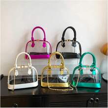 Clear Crossbody Bag For Women - Transparent Shell Shaped Purse With Chain Strap, PVC Concert Festival Bag - màu đen - Xem 8