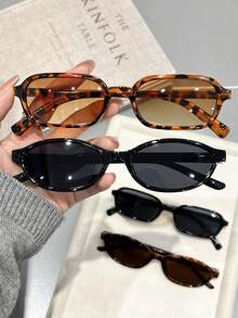 Bộ 4 kính gọng nhựa họa tiết da báo hình học, kiểu dáng thường ngày, thích hợp làm quà tặng, đi mua sắm, dã ngoại gia đình, chụp ảnh đường phố, phù hợp với mọi khuôn mặt. - Bộ ấm trà họa tiết da báo đen xám 4 món - Xem 3