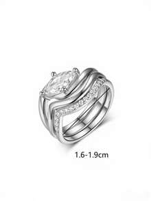 3 Stücke/Set einzigartiger Luxus 925er Sterling Silber 1CT Marquise Schliff Ringset, Schmuckzubehör für Frauen für Partys, Hochzeiten