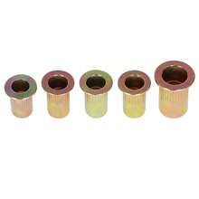 150-Piece SAE Carbon Steel Rivet Nut Kit - Flat Head Threaded Inserts Assortment (6-32/8-32/10-24/10-32/1/4-20) For Automotive & Industrial Use - Gold - View 7