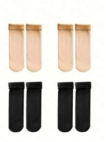 4/10 pares de calcetines gruesos y cálidos unisex, calcetines de invierno unisex de media caña forrados de lana, calcetines cálidos de unicolor unisex para hombres y mujeres. Hechos de material cómodo, lavables a máquina, adecuados para diversas ocasiones.