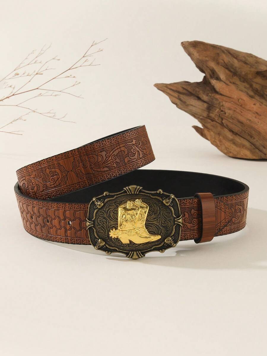 Nuevo cinturón de moda de mujer con estilo bohemio, versátil, con estampado en forma de V, casual y retro, de piel sintética (PU), adecuado para todas las estaciones