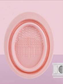 1 Peça Tigela Dobrável de Silicone para Limpeza de Pincéis de Maquiagem, Pode Ser Reciclada, Tapete Portátil de Limpeza de Pincéis de Beleza, Ferramentas de Lavagem e Secagem de Pincéis, Para Pincéis, Borlas e Esponjas, Caixa de Limpeza a Seco Rápida para Ferramentas de Maquiagem