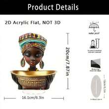 1 Stück 2D Acryl Skulptur, die eine alte afrikanische Frau darstellt, inspirierend als Schreibtisch Dekoration, vielseitiges Pop-Kultur Thema, geeignet für Zuhause/Flur/Arbeitszimmer/Schlafzimmer/Café und Büro, ideale Dekoration für verschiedene Anlässe, perfektes Geschenk - Verschiedenfarbig - Übersicht 8