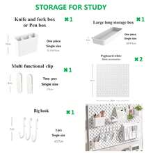 Najlepiej sprzedający się artykuł do domu, Basic Living 1 szt. montowany na ścianie i bez wiercenia plastikowa tablica perforowana, zestaw akcesoriów o wielu kombinacjach, uniwersalna tablica perforowana do przechowywania z różnymi pudełkami do przechowywania i metalowymi haczykami, odpowiednia do warsztatu garażowego/organizacji i przechowywania w kuchni domowej/biurze/pokoju rzemieślniczym/łazience (28*28 cm)