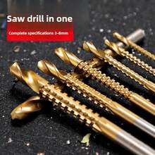 6Pcs HSS Hexagon Shank Twist Drill Bits Serrated Grooving Cutting Tap Spiral Saw Wood Metal Plastic Hole Saw Titanium Drill
