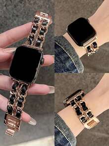 1 件女式不锈钢表带，兼容 表带，兼容 42 毫米 38 毫米 40 毫米 41 毫米 44 毫米 45 毫米 46 毫米 49 毫米时尚智能手表替换表带，适用于系列 Ultra2 Ultra SE2 SE 11 10 9 8 7 6 5 4 3 2 1，可作为返校学生的礼物 - 玫瑰金 - 查看 8