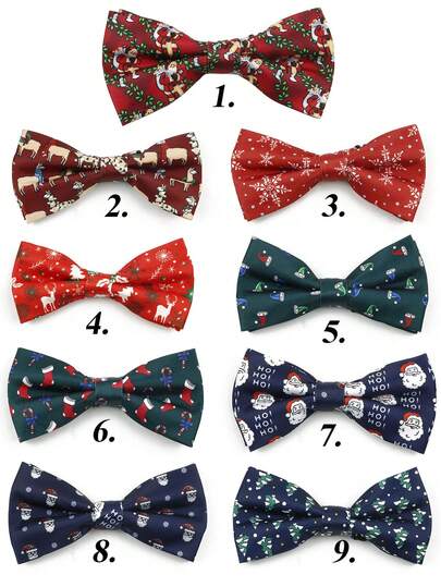 ZLQ&GOU 1 قطعة ربطة عنق جميلة باللونين الأحمر والأخضر للكريسماس، ربطة عنق مطبوعة من البوليستر بنمط رنة وثلج، إكسسوار عنق مناسب للجنسين