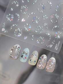 1片5D金属美甲贴纸，精致简约，甜美梦幻装饰贴纸，高端星空美甲配件，自粘式DIY美甲贴纸，美甲产品及配件，美甲工具，适合女孩和女士，适合家庭美甲沙龙。美甲用品 美甲贴纸 - 彩色 - 查看 6