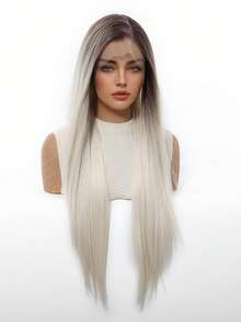 Tóc giả ren phía trước 13*3,5 inch, Mật độ 150%, Tóc dài thẳng tự nhiên Ombre, Kiểu tóc chẻ ngọn tự nhiên thanh lịch dài 30 inch - Tóc giả dệt ren tổng hợp chịu nhiệt, Thích hợp để đội hàng ngày và đi lễ hội, du lịch, tiệc tùng, hóa trang, diễn viên, tóc giả Halloween, Món quà hoàn hảo cho các cô gái trong lễ hội. - Ombre - Xem 4