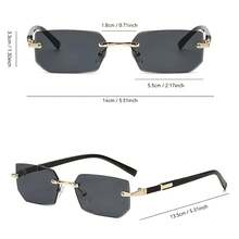 Vintage Square Frameless Glasses - Black With Gold Accents, Lightweight And Comfortable Unisex Style, Versatile For Casual And Formal Outfits - Đen và xám - Xem 4