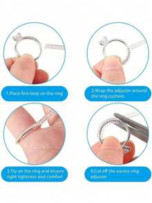 8/16/24片装透明戒指尺寸调节器，隐形戒指尺寸调节器，女士松动戒指尺寸缩小器，隐形胶水，DIY缝纫珠宝工具套装 - 适用于结婚戒指和珠宝，佩戴舒适，缩小戒指尺寸保护器，适合所有戒指尺寸，活体戒指固定器，戒指调节器，隐形透明收缩垫，适合所有 - 彩色 - 查看 2