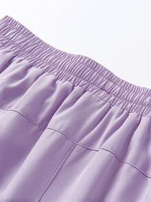 1 Quần short nữ 2 trong 1 lót màu trơn Quần thể thao 2 trong 1, Bộ đồ hai mảnh co giãn, Thích hợp cho chạy bộ, thể thao, yoga, tập thể dục vào mùa hè - Màu tím - Xem 6