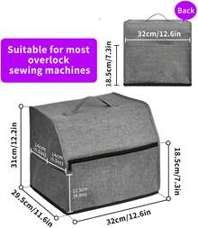 Copertura antipolvere per macchina da cucire con borsa portaoggetti, adatta alla maggior parte delle macchine tagliacuci standard (compatibile con Singer e Brother), grigia - Grigio - Visualizzare 3