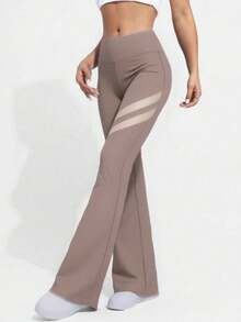 Leggings de yoga de talla grande, pantalones de tiburón con bolsillo para teléfono móvil, pantalones de fitness para levantar abdomen y cadera, cintura alta, verano - Caqui - Ver 3