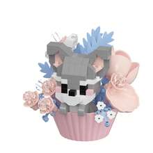 可爱动物甜点积木盆栽，儿童创意积木，益智玩具，适合男孩和女孩的礼物，圣诞礼物