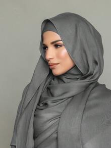 2pcs Set: Jersey Matching Hijab & Undercap, Solid Color Soft, Breathable Modal Fabric - 1 Basic Cap Hijab + 1 Lightweight Modal Headscarf, Suitable For Daily Modest Coverage - Dark Grey - View 7