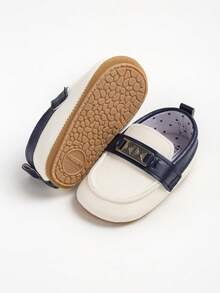 婴幼儿男孩女孩PU皮革硬底学步鞋幼儿橡胶底学步鞋婴儿卡通拖鞋婴儿床便帽鞋 - 藍色 - 查看 6