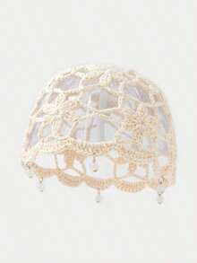 1pc Women's Lightweight Hollow Decor Handmade Crochet Knitted Hat, Suitable Spring, Summer, Autumn Daily, Beach, Outdoor Wear - 鏤空亮片 - 查看 2