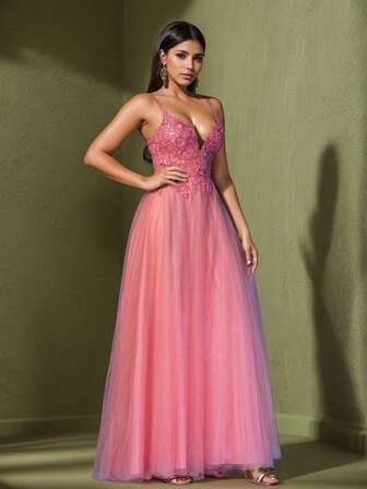 Blingbling  Cut & Sew  Party  Romantic Mesh Fabric Contrast Sequin  Asymmetrical  Zipper    Homecoming Dress  Formal & Evening  Anniversary Party  Homecoming