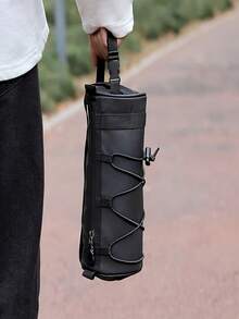 Bolsa de guidão de bicicleta ajustável de grande capacidade - Bolsa de estrutura frontal multicompartimentada preta com sistema de fixação elástica, design cilíndrico moderno, adequada para itens essenciais de ciclismo e armazenamento portátil, bolsa de bicicleta, fecho de zíper