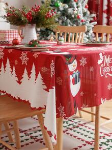 Față de masă cu imprimeu de Crăciun, 1 buc., cu margini în relief, husă decorativă pentru masă, pentru decor de sărbători