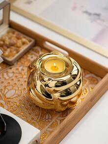 1pc Ceramic Christmas Candlestick, Candle Holder, Suitable For Gifts, Parties, Holidays, Home, Hotel, Restaurant Decor